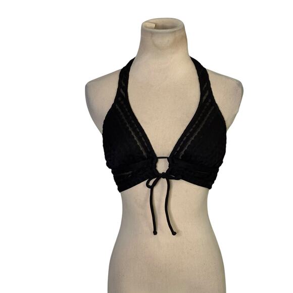 Robin Piccone Carly Lace Halter Bikini Top in Black Size XS - Picture 7 of 14